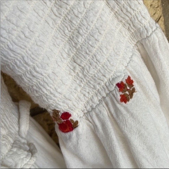 EMBROIDERED OFF THE SHOULDER FREE PEOPLE DRESS FLORAL Boho Pockets Vacation - Picture 6 of 16